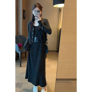Maternity Wear Autumn Large Size Knitted Suspender Dress New Bottoming Fat mm Slim Vest Skirt Two-Piece Suit