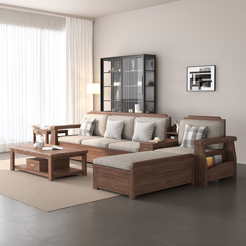 โซฟาไม้เนื้อแข็งจีนห้องนั่งเล่นรวมกัน 2025 สีดำวอลนัทเฟอร์นิ...