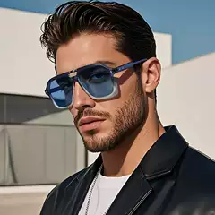 2026 New Retro Double-Bridge Men's Large-Frame Sunglasses Pilot Black Frame Sunglasses European and American Internet Celebrity Duqiao Glasses