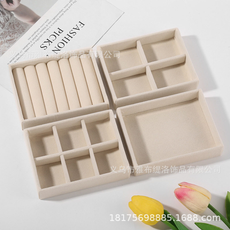 Mini Flannel Jewelry Box Necklace Earrings Ring Jewelry Storage Box Jewelry Display Rack Factory Direct Supply