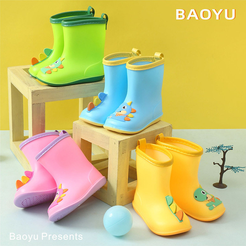 Bao Yuer Children's Rain Boots for Men and Women Baby's Mid-tube Rain Boots Infants 1-6 Years Old Children's Water Shoes Rubber Shoes Cross-border Children's Shoes