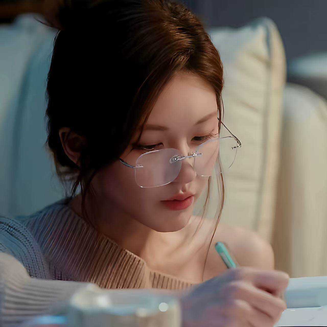 Internet Celebrity Ins Anti-Blue Light Flat Mirror for Women Metal Frameless Polygonal Fashion Glasses Frame Can Be Equipped with Myopia Glasses Frame