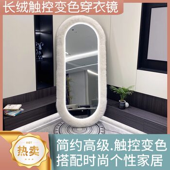 Thickened Bracket Floor-Standing Dressing Mirror Smart Light with Three-Color Lighting Simulation Blue Fox Frame Nordic Style Full-Length Mirror
