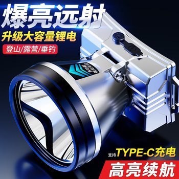 Strong light long-range head-mounted rechargeable miner's lamp outdoor emergency silver fast hand with the same paragraph shaking sound explosion stall headlamp