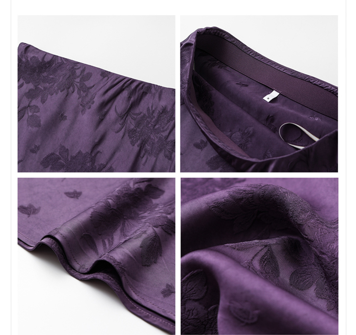 Set áo gilê và chân váy in hoa tím chất liệu sợi viscose — Áo gilê, Váy nửa