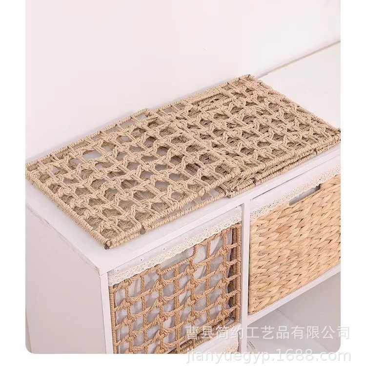 Foldable Hollow Rattan Storage Basket Desktop Sundries Toy Storage Box Household Clothes Storage Box