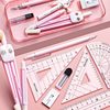 Compass and Ruler Set for Junior High School Students, Drawing and Drafting Tools for Primary School Students, Ruler Set, Triangle Plate, Protractor, Ruler Three