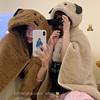 Cartoon puppy blanket autumn and winter thickened shawl office nap warm plush hooded blanket cute Cape fashion