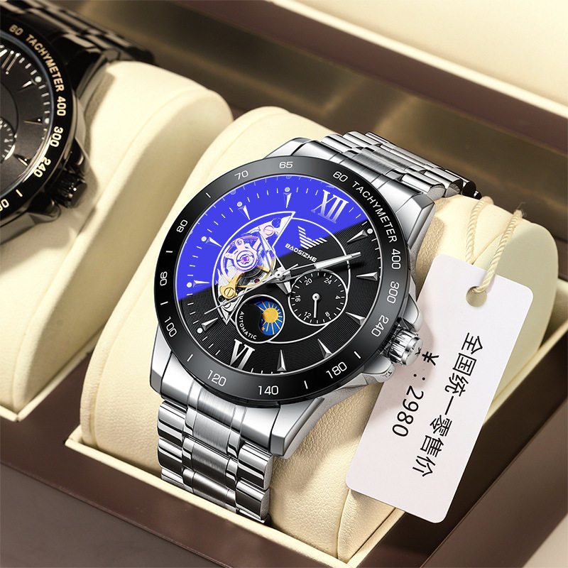2025 New Men's Mechanical Watch, High-End Fully Automatic Hollow-Out Genuine Student Men's Watch, Qixi Festival Gift for Boyfriend