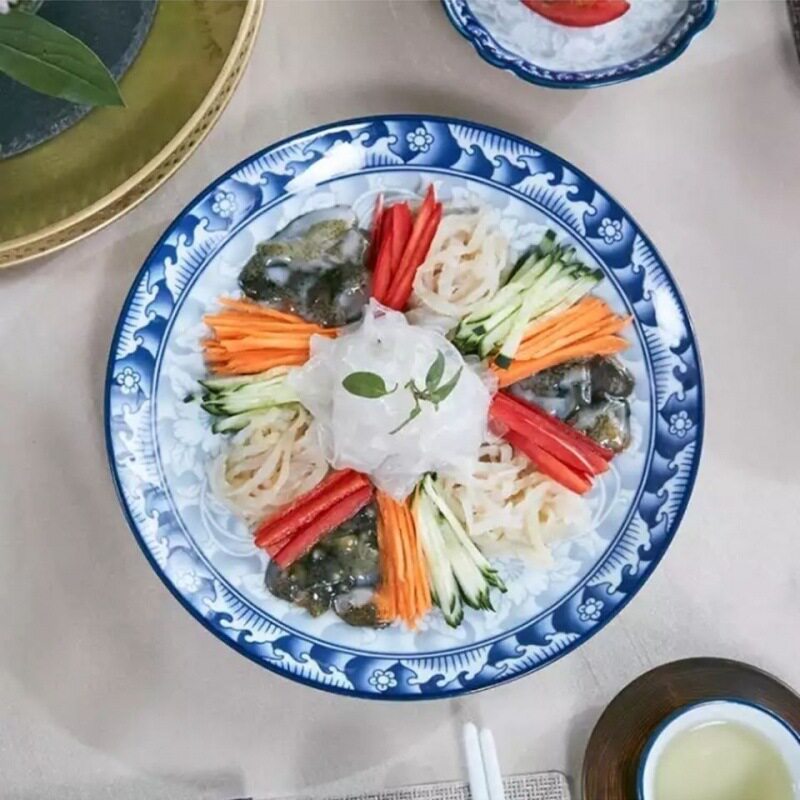 [Blue and white porcelain plate 8-inch underglaze] suit ceramic creative plate household bone china dish plate household