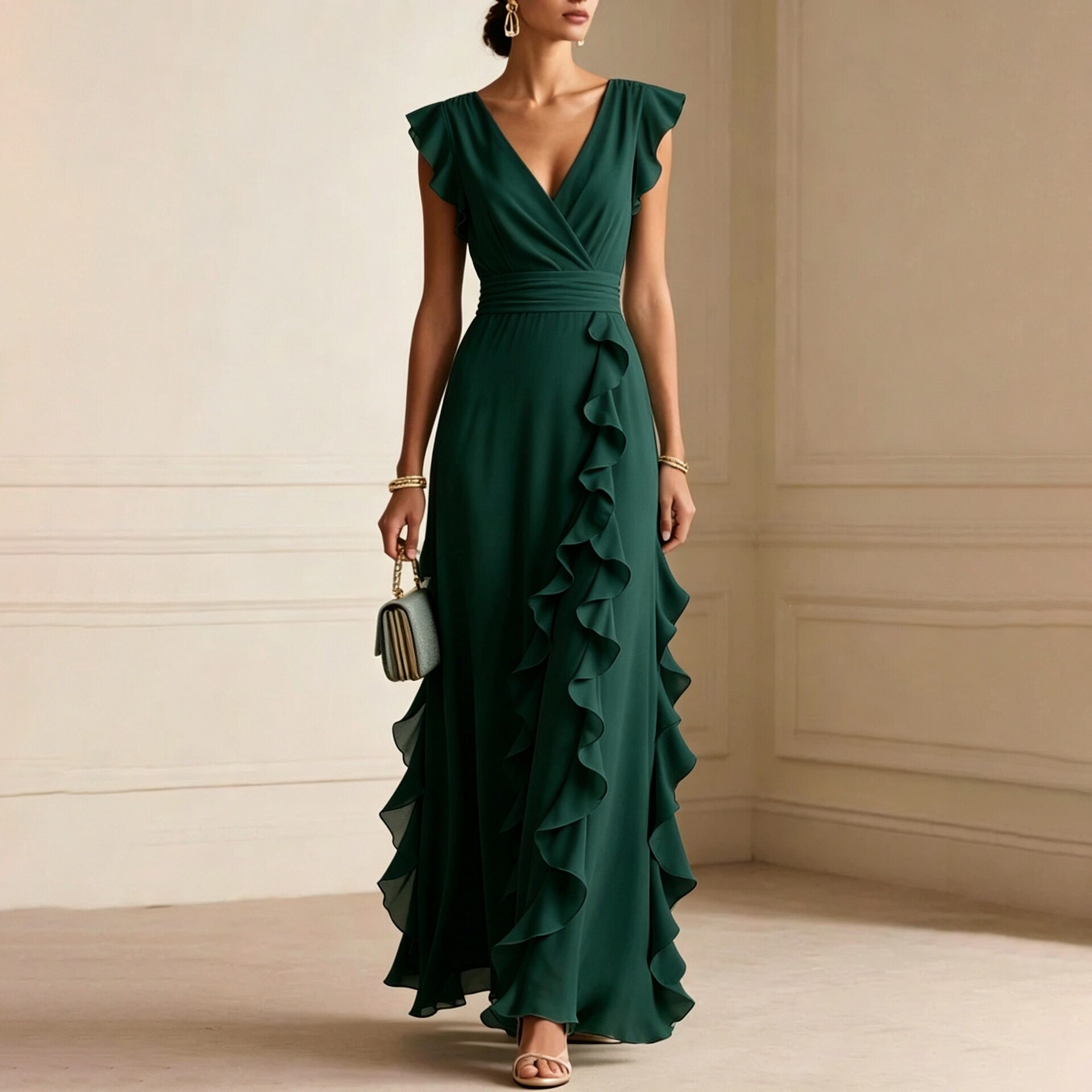 Elegant Womens Dress High End Design Solid Color French Style Perfect for Daily Wear and Special Occasions