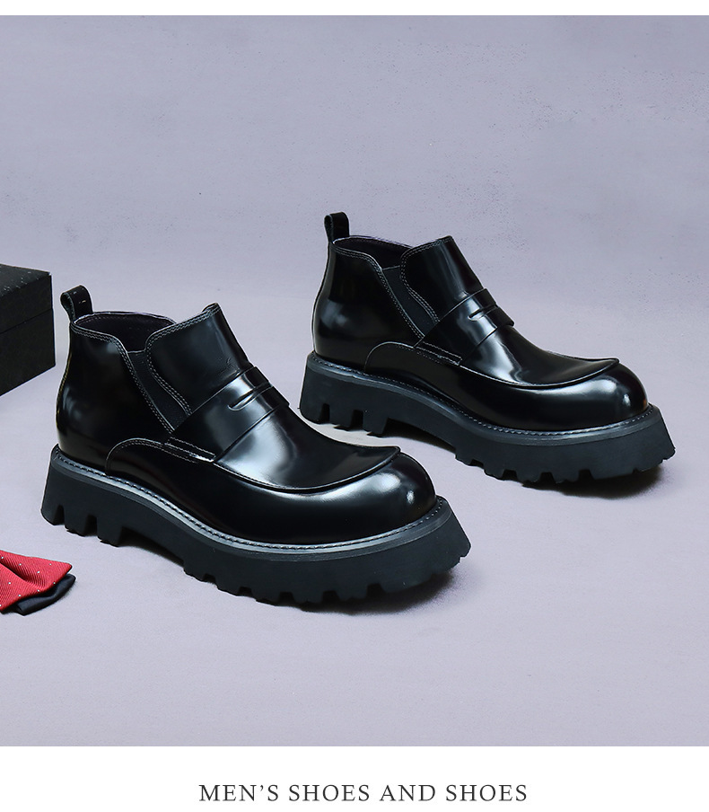 Giày Chelsea boot nam da bò thật cổ thấp dáng công sở — Màu nâu, Màu đen, Màu nâu cộng với nhung, Màu đen cộng với nhung
