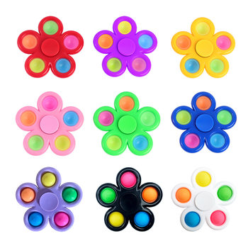 Cross-border plastic finger bubble soft glue decompression toy fingertip gyro rotation 5-finger rodent pioneer POP