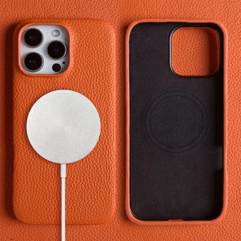 Litchi Pattern Genuine Leather Suitable for Apple 17 Promax Mobile Phone Case New 16 Pro Protective Cover 15 Magnetic All-Inclusive