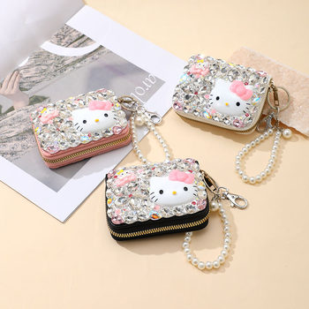 Cross-border diamond cartoon kt cat multi-function multi-card organ card bag girls change small wallet wholesale