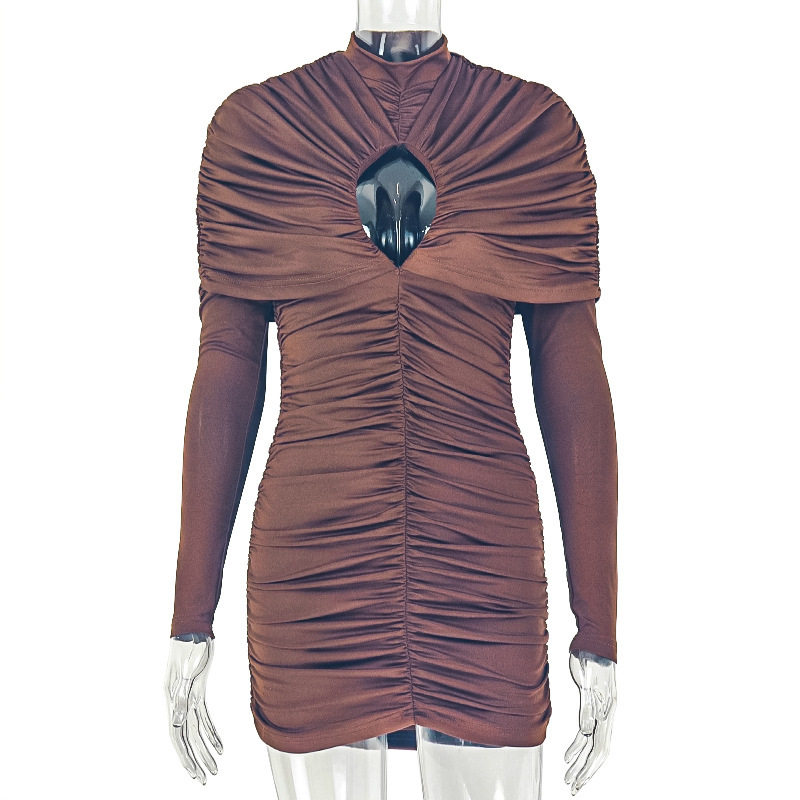 Fashionable Womens Bodycon Dress Sexy Hollow Out High Neck Long Sleeve Trendy for Parties and Events Wholesale
