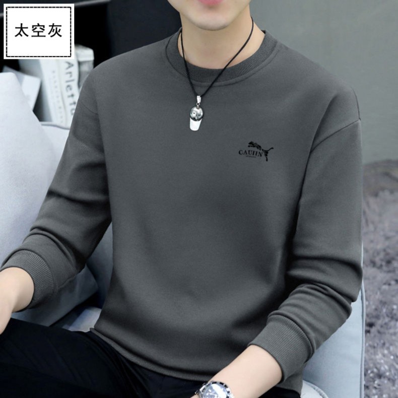 2023男士冬季长袖加绒加厚男士卫衣六色可选时尚青年圆领长袖t恤