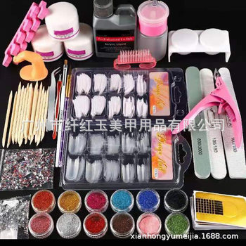 Cross Border Nail Art Tools suit 12 Color Glitter Home Learning suit Nail Art suit Complete Crystal Kit