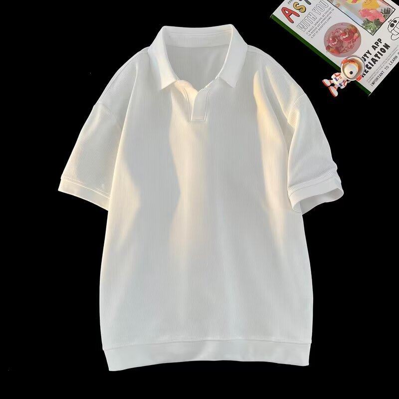 Strictly selected polo shirt short-sleeved T-shirt men's summer American retro fashion brand handsome all-match heavy cotton half-sleeved T-shirt