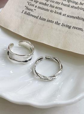 原创设计S925银光面宽形戒指女韩国轻奢小众设计精致级冷淡风指环