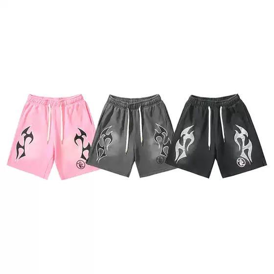 Correct European and American Hellstar Hell Star Hip Hop Loose Men's and Women's Pants 380 High Weight Cotton Shorts