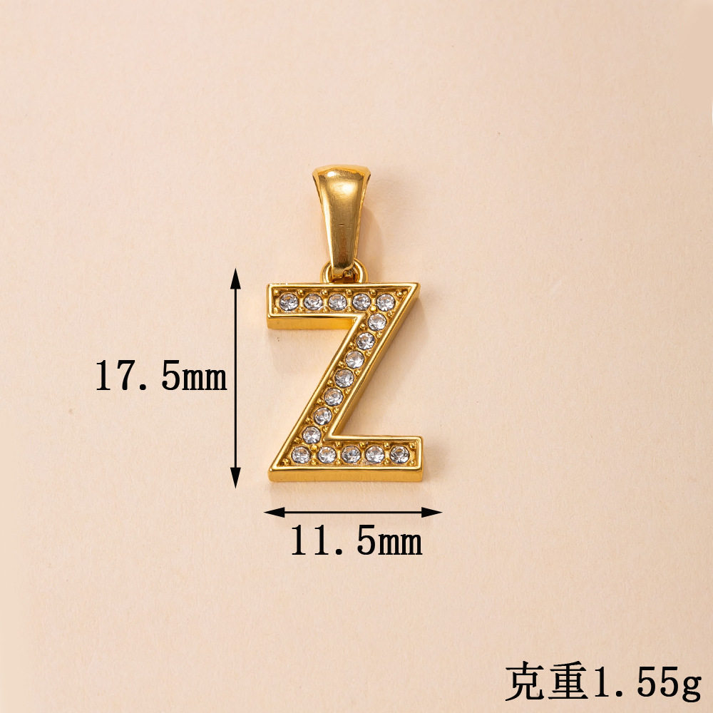 สั่งซื้อนำเข้า Cross-border สแตนเลส 26 ตัวอักษรจี้ 18 K Gold Plated สร้อยคอผู้หญิงเครื่องประดับเพชรไม่ซีดจาง DIY จี้อุปกรณ์เสริม จากจีน