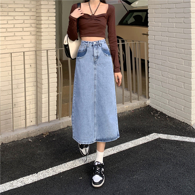 High Waisted Vintage Split Denim Midi Skirt for Women A Line Bodycon Spring Collection Wholesale Available