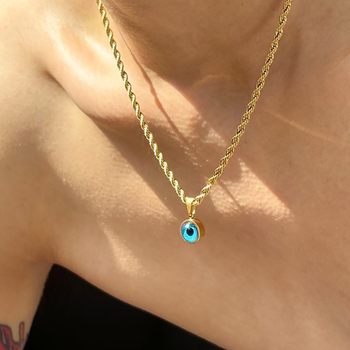 New Devil's Eye Blue Pendant Boys Necklace European and American Fashion Niche Design High-End Necklace Men's Accessories