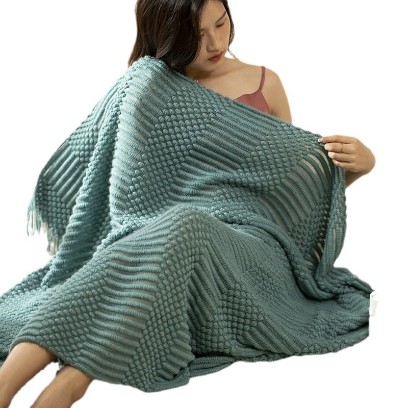Light Luxury Ins Sofa Blanket Solid Color Air-conditioning Blanket Light Luxury Style Blanket Office Nap Blanket Homestay Decorative Blanket Autumn and Winter
