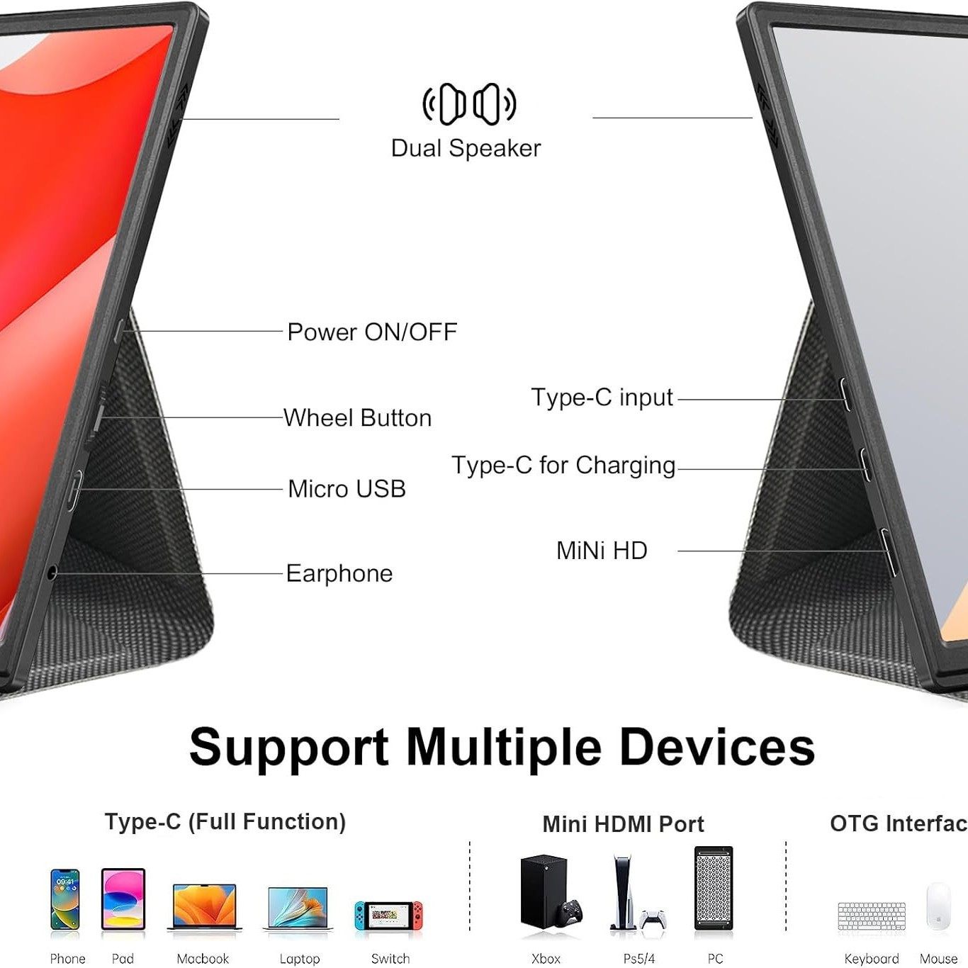 In Stock 11.6inch Portable Display Office Expansion Screen Computer Mobile Phone Notebook Secondary Screen Ips/Switch