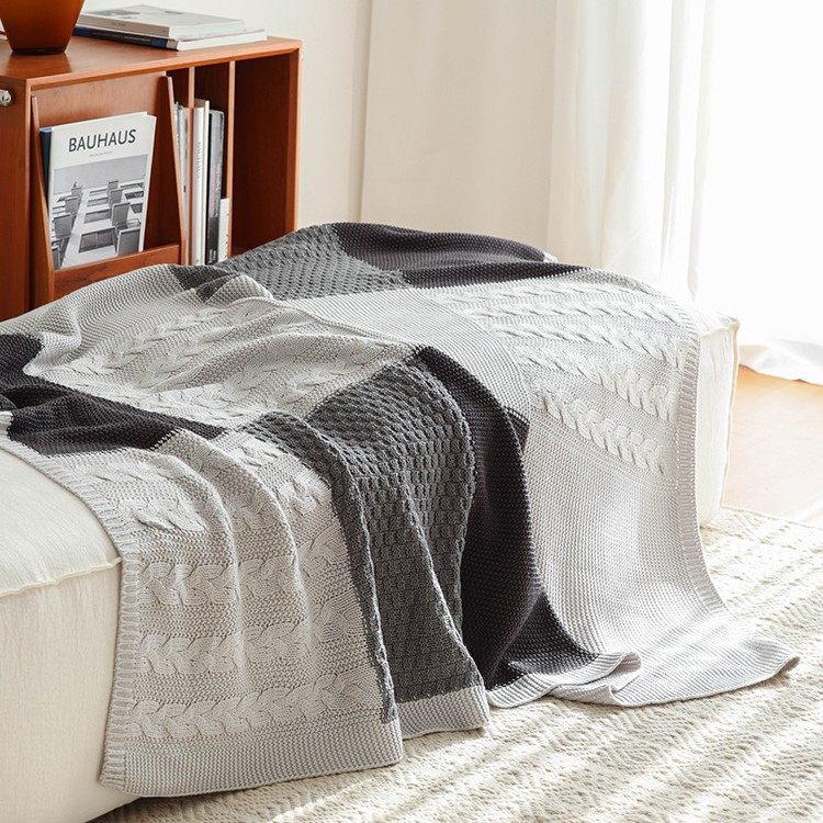 Scandinavian Style Knitted Thread Blanket Gray Jacquard Blanket Sofa Cover Blanket Cross-Border Amazon Balanket Air Conditioning Blanket