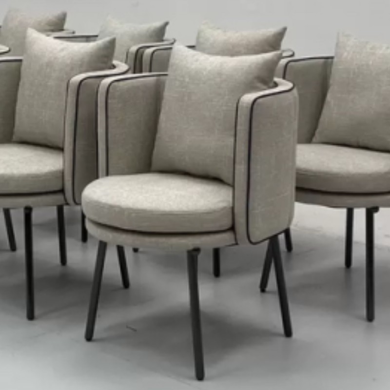 单人位布艺沙发现代简约圆形家用客厅商务接待会客休闲椅