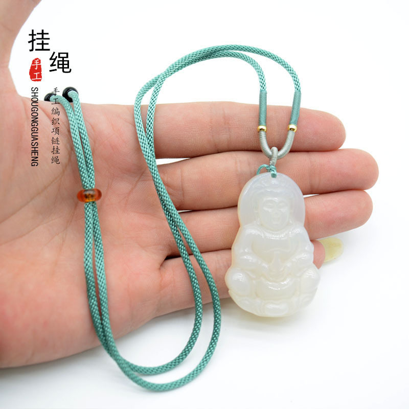 DIY handmade plain rope pendant necklace hanging rope star moon bodhi hand-woven clavicle rope men's and women's jade pendant guanyin rope