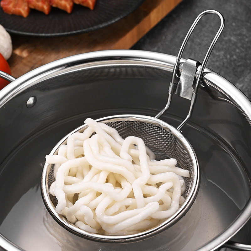 304 Stainless Steel Deepened Hot Pot Skimmer Kitchen Household Hanging Edge Powder Sieve Noodle Scoop Strainer Frying Filter Basket