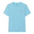 Lake blue t-shirt with red label