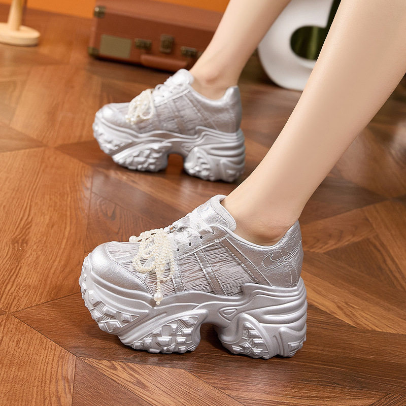 Sandal cao gót nữ hở mũi đế xuồng 2025, gót siêu cao 8 cm, quai ngang dây buộc — Bạc, Trắng