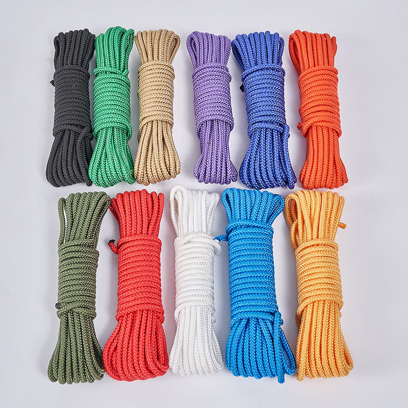 Nylon rope braided rope binding rope white color umbrella rope outdoor clothesline braided rope nylon core rope