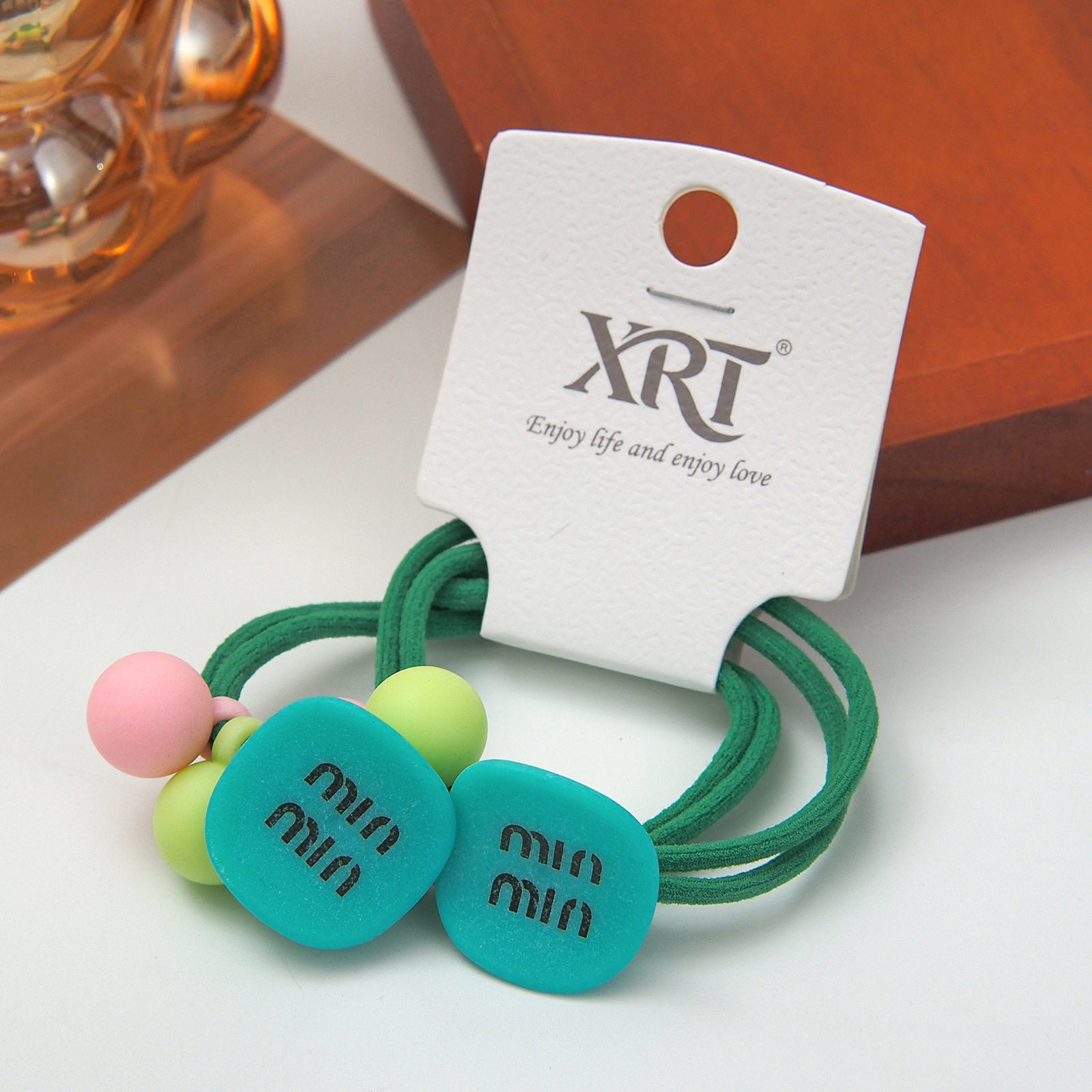 Card-Mounted High-Elasticity Knotted Hair Tie, Candy-Colored Girl's Ponytail Hair Tie, Sweet Ball Hair Tie, Cute Rubber Band