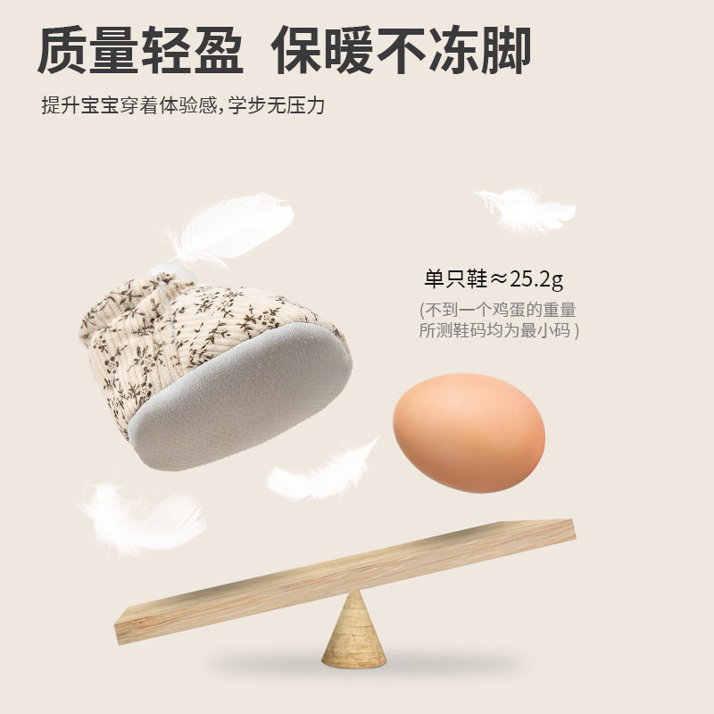 Jingqi Baby Shoes 6 to 12 Months Pre-Step Shoes Autumn and Winter Fleece-Lined Thickeneded Warm Soft-Soled Shoes for Male and Female Babies