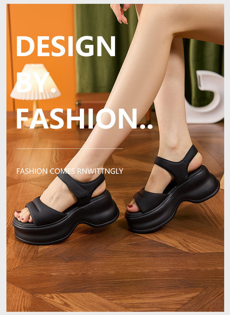 Dép sandal thể thao nữ quai chữ V đế PU êm ái — Len tinh khiết, Đen chi tiết 10