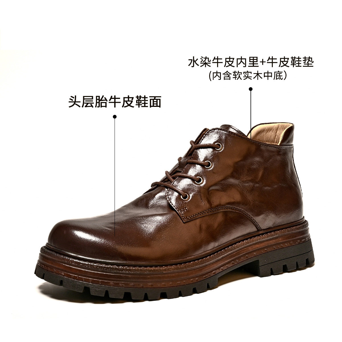 British Retro Men’s Leather High-Top Martin Boots