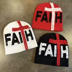 New European and American Style Street Knit Jacquard Letter Beanie Hat for Men and Women, Winter Warm Autumn and Winter Wool Hat