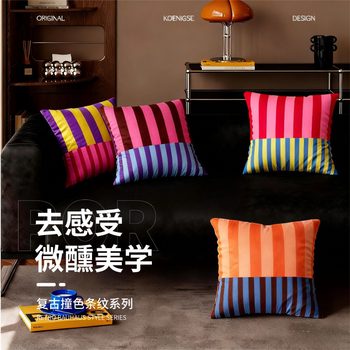 Pillow Ins Style American Polyester Velvet Printed Waist Cushion Hotel Model Room Sofa Batch Custom Logo