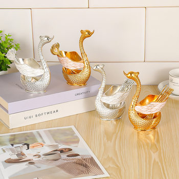 European Coffee Spoon, Fruit Spoon, Gold and Silver Fork Set, Home Decoration, Cute Swan Dessert Spoon Tableware