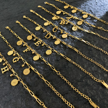 Amazon Cross-border Explosions Full-body Titanium Steel Plated 18K Gold Queen's Head Letter Bracelet Heavy Texture Bracelet