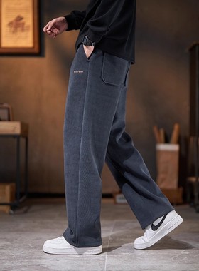 灯芯加绒男裤Men's winter warm casual wide trousers male pant