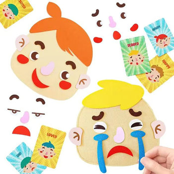 Non-woven children's expression stickers kindergarten corner toy stickers facial features change expression teaching aids diy felt expression bag