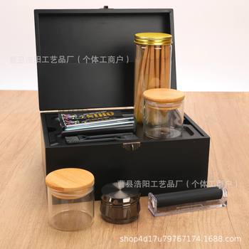 Wooden Grinder Storage Box Flip-Top Organizer Desktop Multi-Functional Removable Storage Cigar Compartment Storage