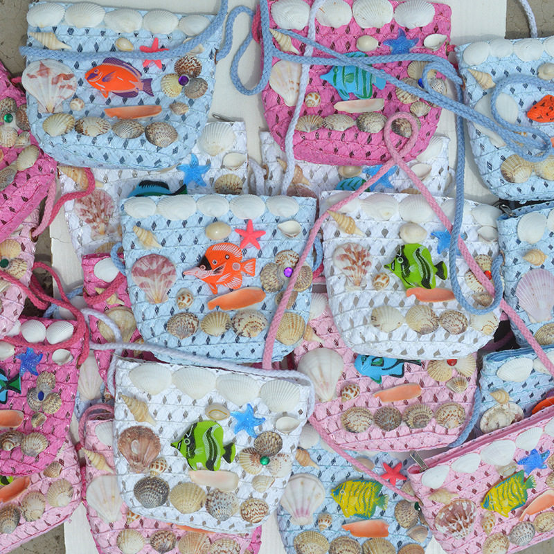 Children's Small Bag for Girls, Summer Cute Mini Hollow Straw Bag, Woven Straw Bag, Beach Coin Purse, Lightweight Crossbody Shell Bag