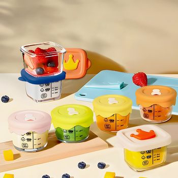 Newborn Baby Food Bowl Glass Can Be Steamed and Preserved to Store Custard Bowl Complete Set of Baby Food Supplement Box
